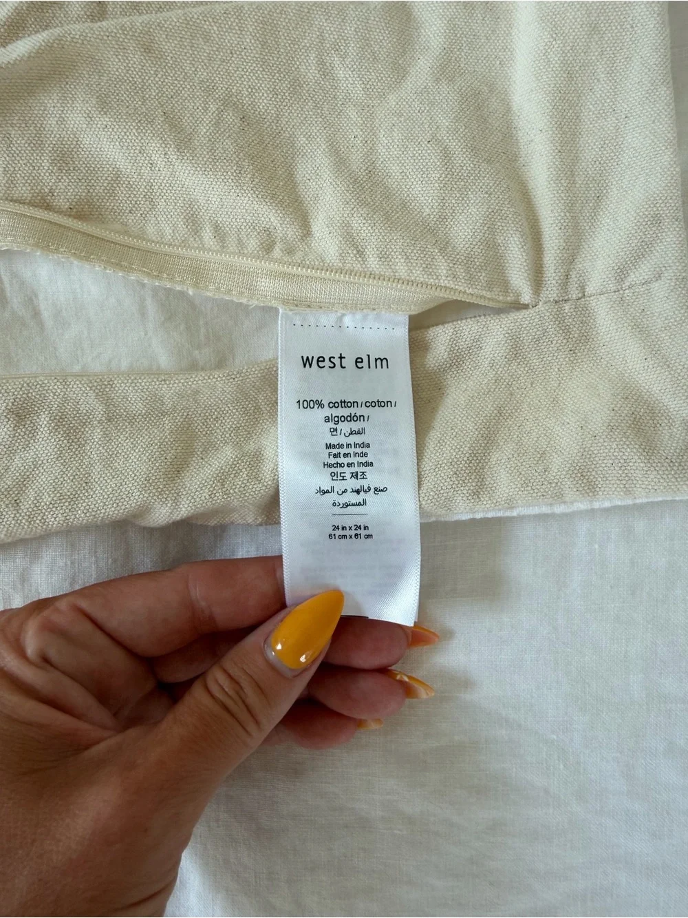 West Elm Candlewick Cream/White Cotton Pillow Cover with Pom Poms - Set of 2